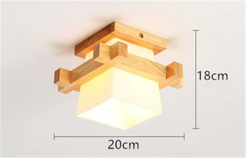 plafonnier japonais en verre et bois pour intérieur moderne