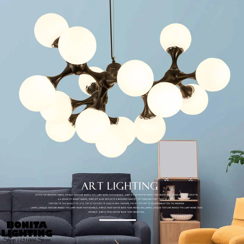 lustre moderne design art adn en verre pour intérieur