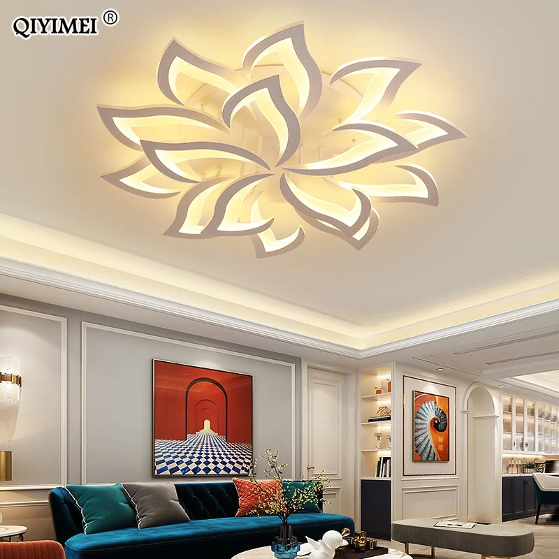 lustre led moderne en fer avec éclairage acrylique pour intérieur