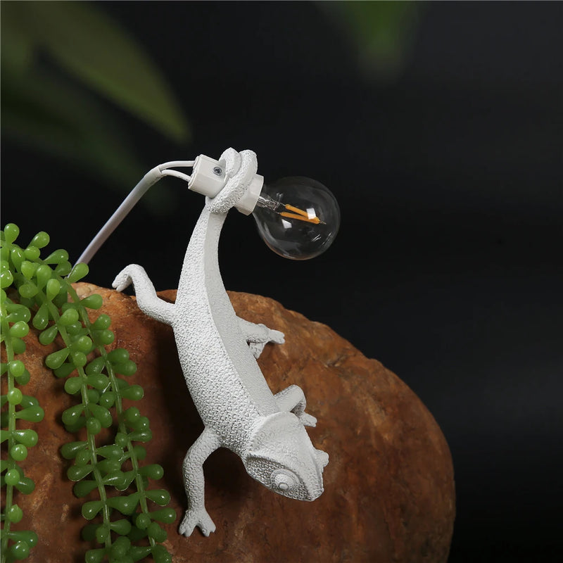 lampe de table led mignon lézard nordique en résine