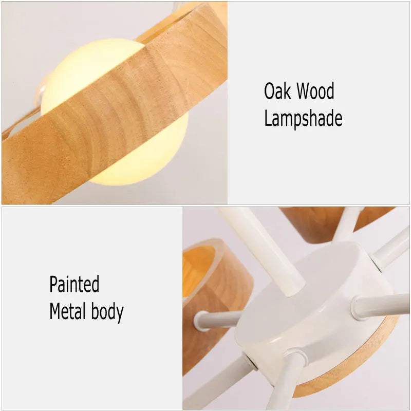 lustre scandinave minimaliste rotation 360 degrés luminaires suspendus bois créatifs
