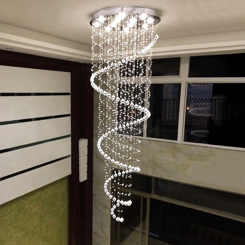 lustre moderne en cristal design spiralé pour éclairage décoratif