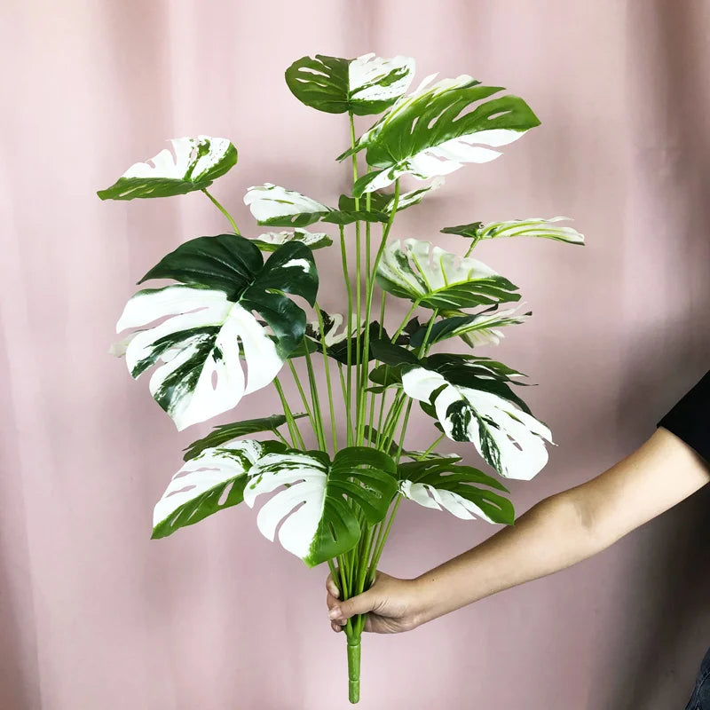 plantes artificielles monstera grandes feuilles pour décoration intérieure