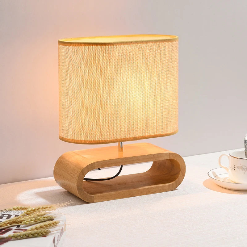 Base en bois nordique lampe de table abat-jour en tissu lampes de table pour salon chambre chevet lampe de bureau lampes de lecture luminaire E27