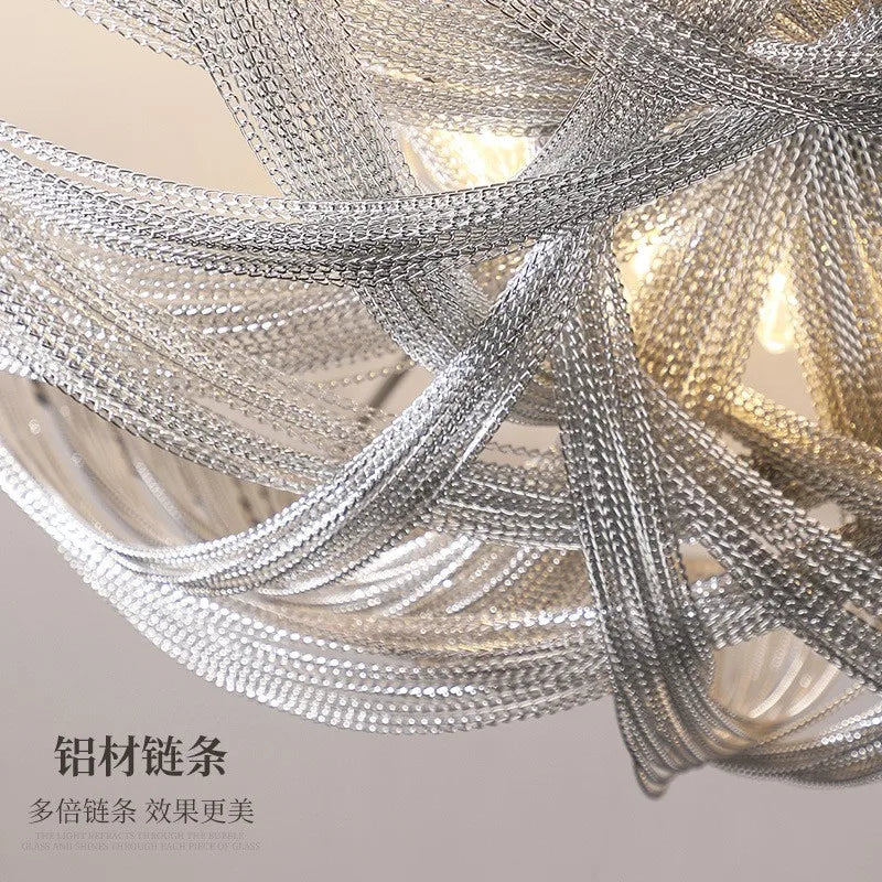 Designer LED Deiling Light Handmade Tassel Aluminum Chain Ceiling Light, Suitable For Living Room/Bedroom Home Decoration Lights