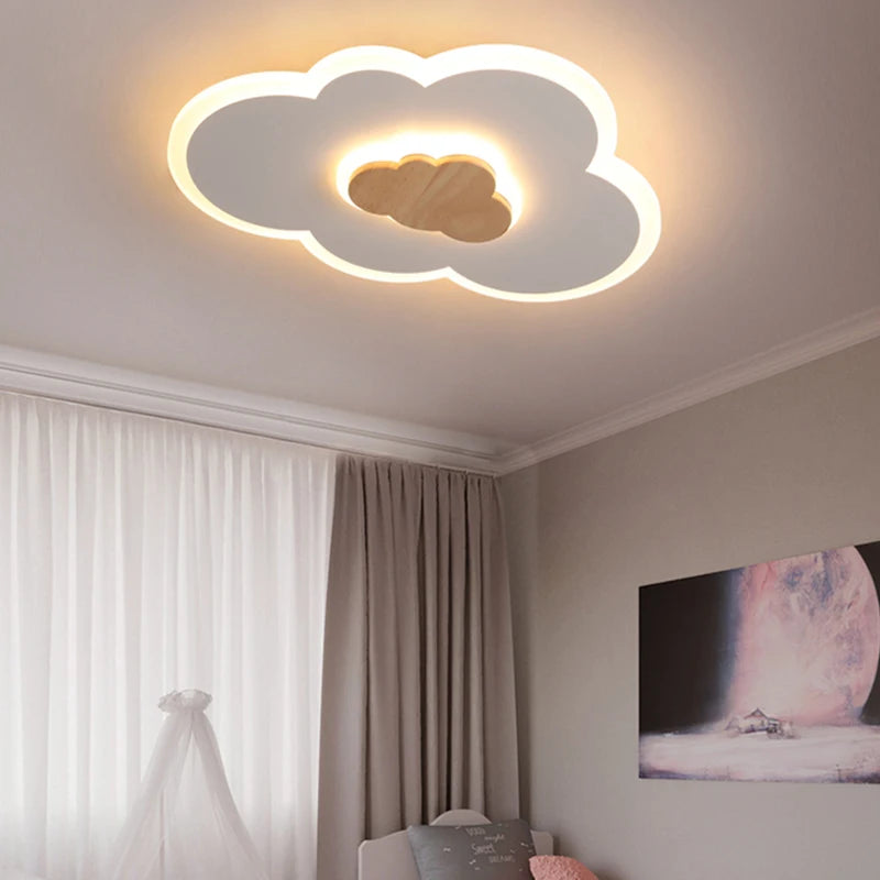 plafonnier led en bois dessin animé pour enfants