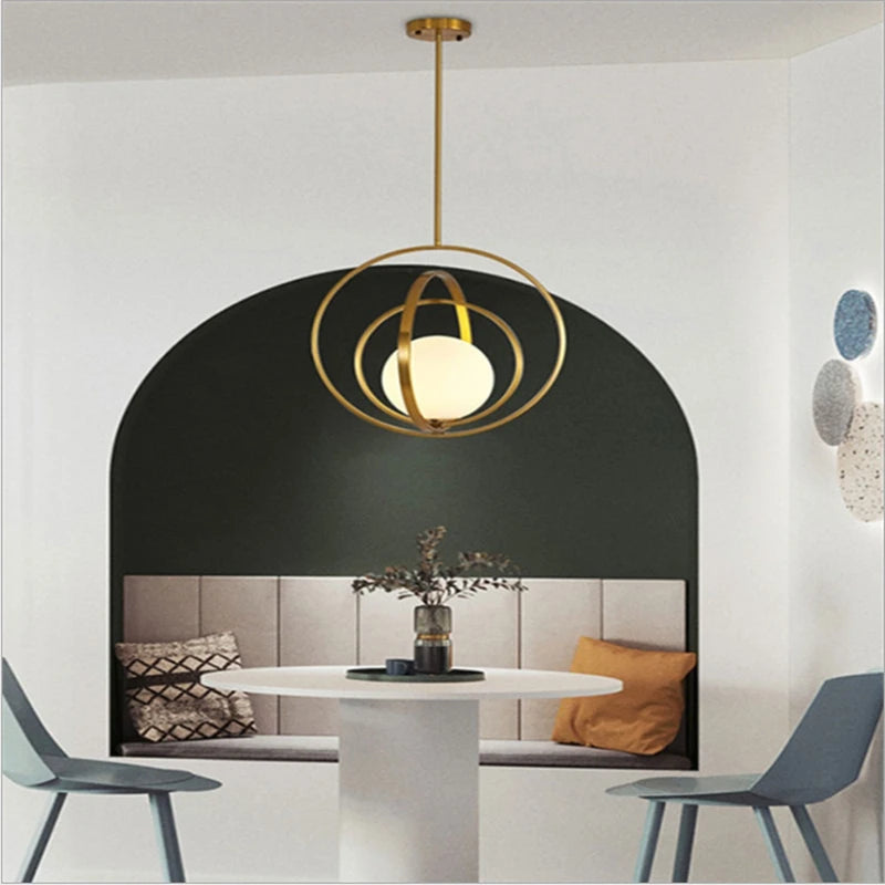 lustre rond en verre nordique minimaliste design de luxe