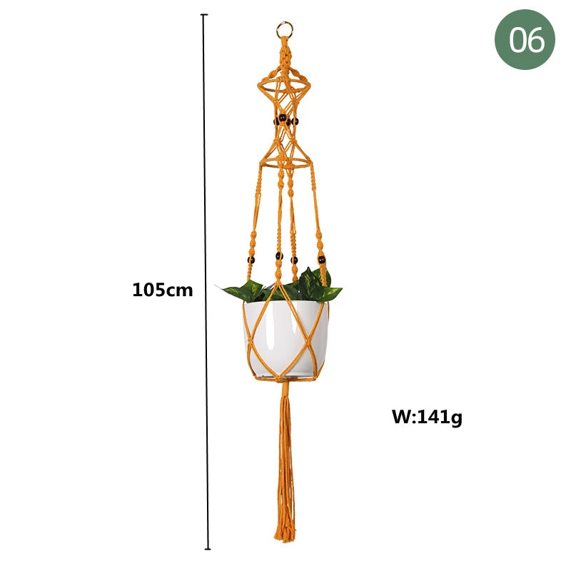 paniers suspendus en macramé pour plantes et décoration