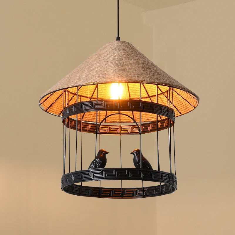 lustre suspension cage à oiseaux style industriel loft