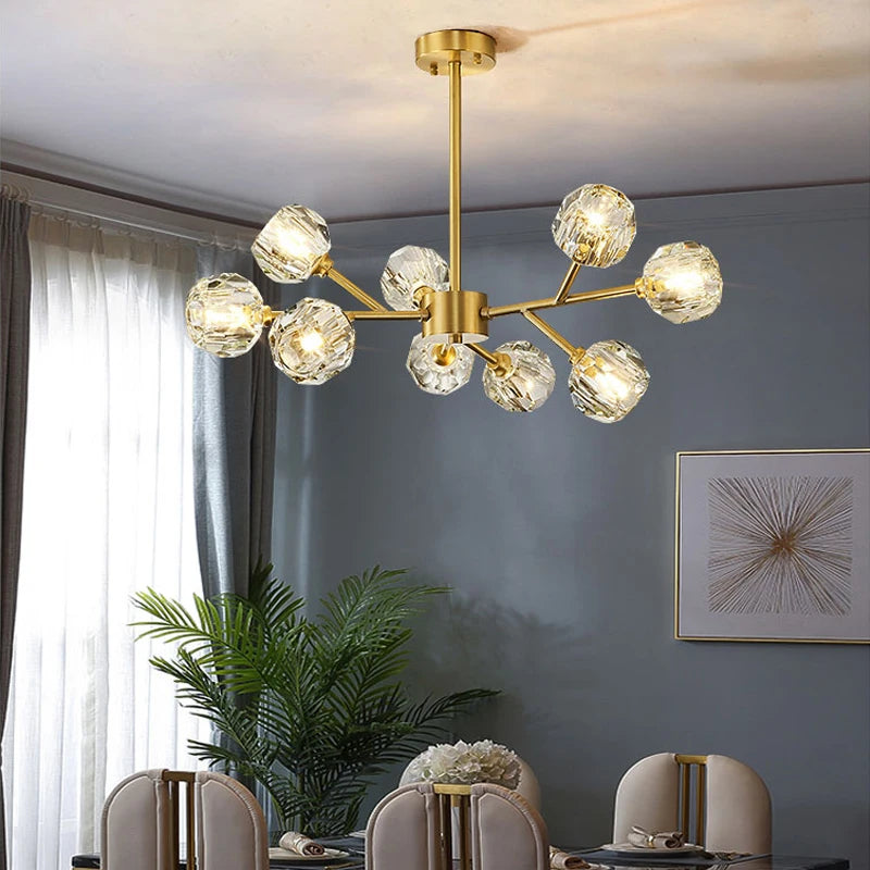 lustre en cristal moderne en cuivre pour un éclairage raffiné