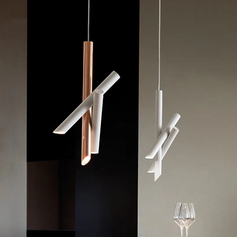 suspension moderne en métal design tubes créatifs pour intérieur