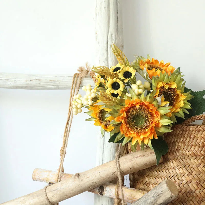 bouquet de tournesols artificiels pour mariage et décoration florale