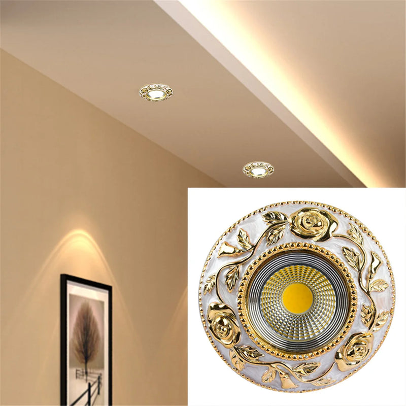 spot encastrable à led motif rose dorée style européen pour intérieur