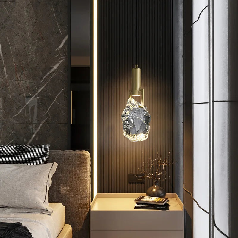 lustre moderne minimaliste en cristal et cuivre luxueux