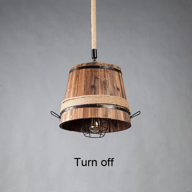 lustre réglable en bois style rétro américain pour loft café restaurant
