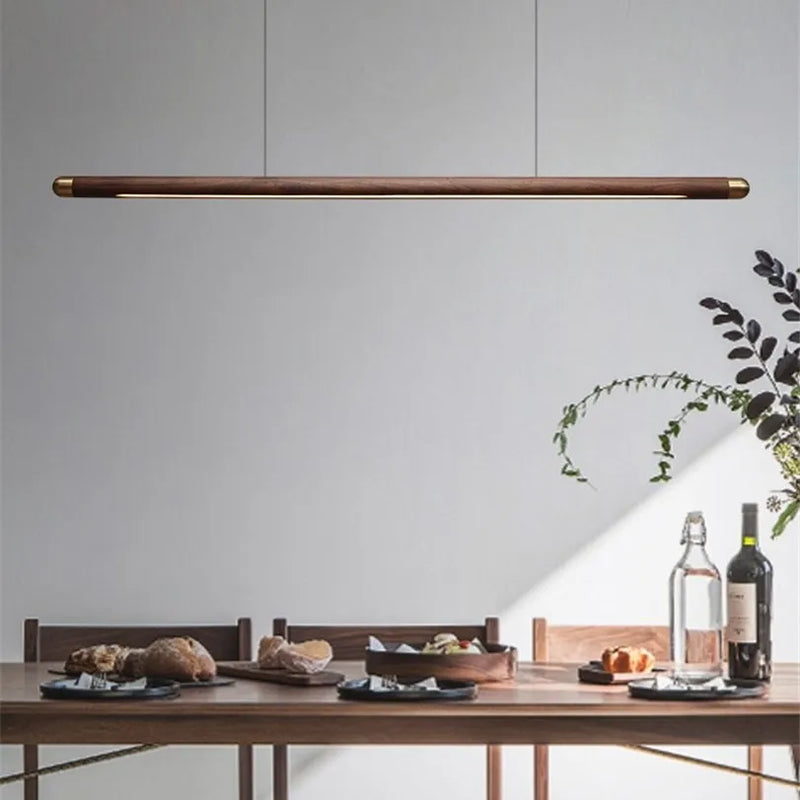 suspension design minimaliste en bois avec bande led