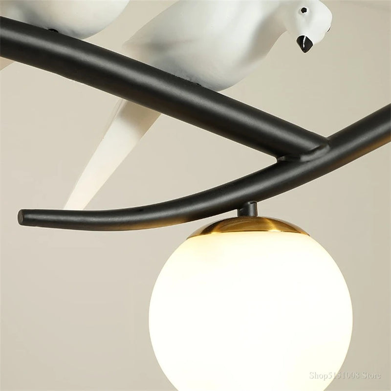 lampe d'oiseau nordique lustre moderne abat-jour en verre led