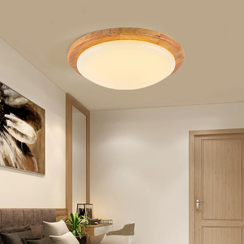 plafonnier led en bois massif avec luminosité variable pour intérieur