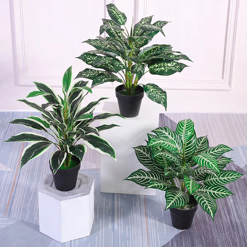 bouquet de plantes artificielles monstera tropicales pour décoration intérieure