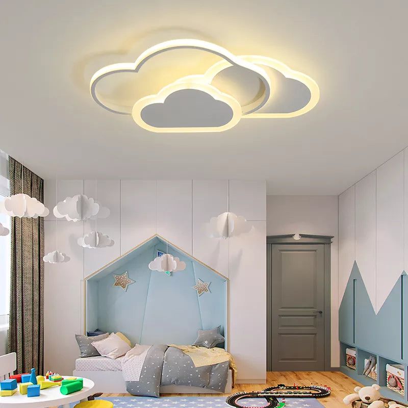 Plafond moderne à LEDs lampe créative nuage blanc chambre éclairage dessin animé chambre d'enfants enfant lire étude rose décoration lumière