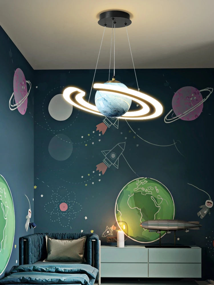 lustre nordique enfant led créatif dessin animé espace planète