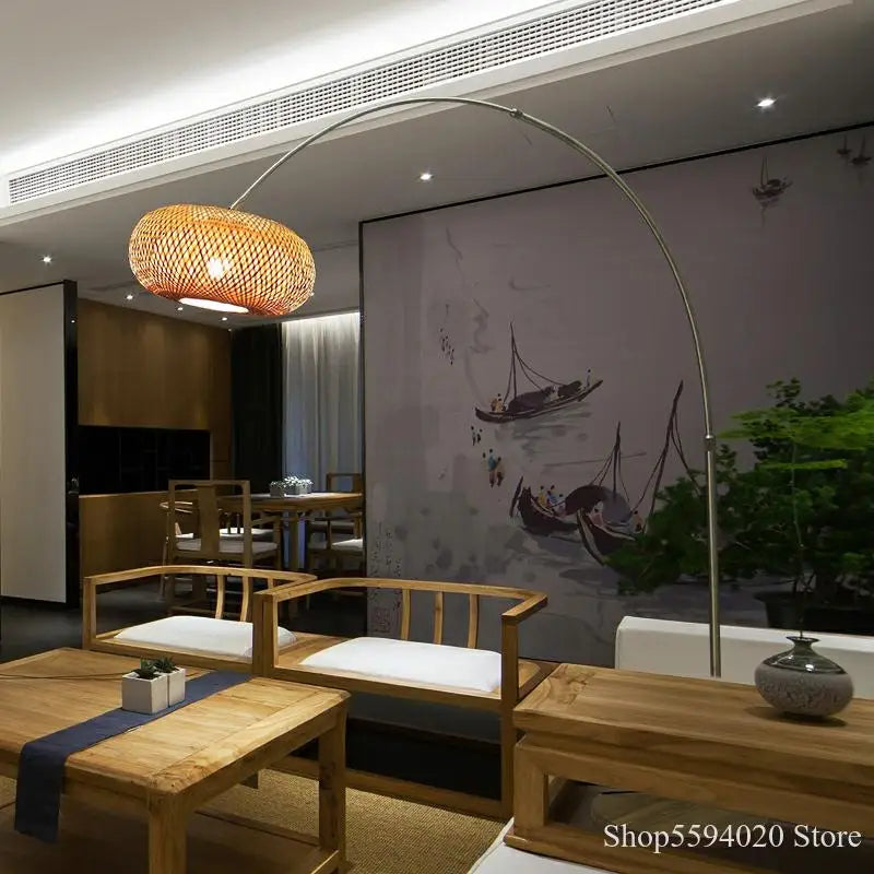 lampadaire zen chinois en bois design japonais à LED