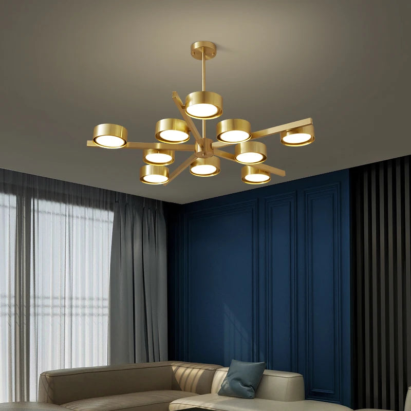 lustre nordique en cuivre design créatif pour éclairage doux