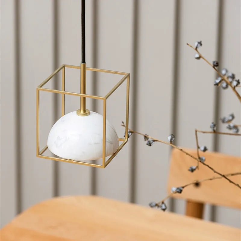 lustre moderne en pierre naturelle pour décoration minimaliste