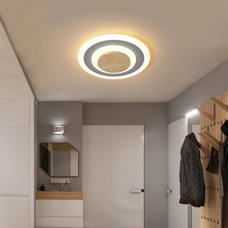 lustre led moderne en fer et bois pour intérieur minimaliste