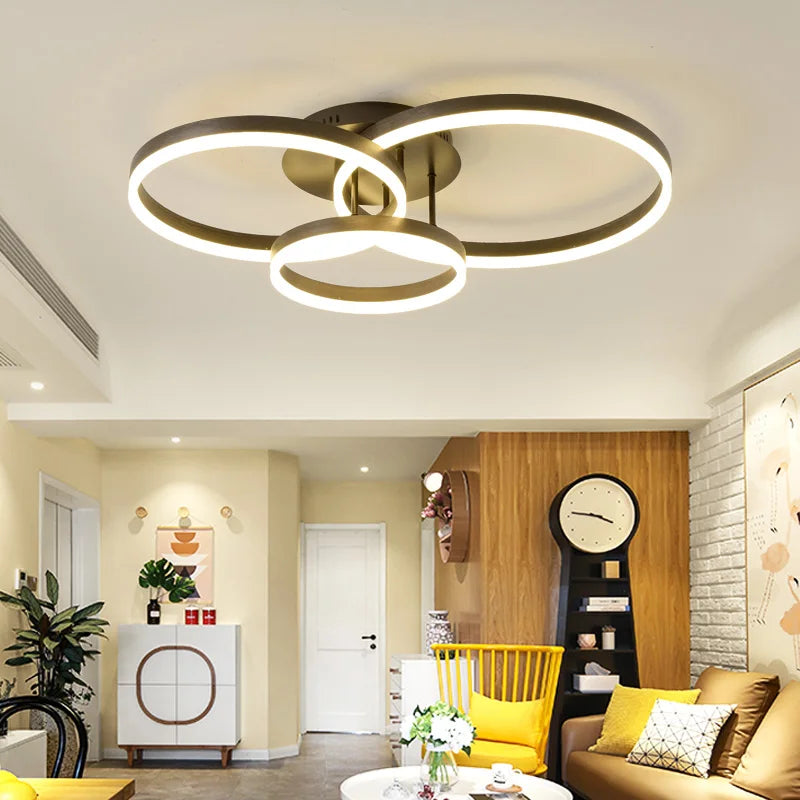 1/2/3 Rings LED Ceiling Lights For Bedroom Dining Room Living Room Kitchen Studyroom Villa Foyer Office Indoor Simple Home Lamps