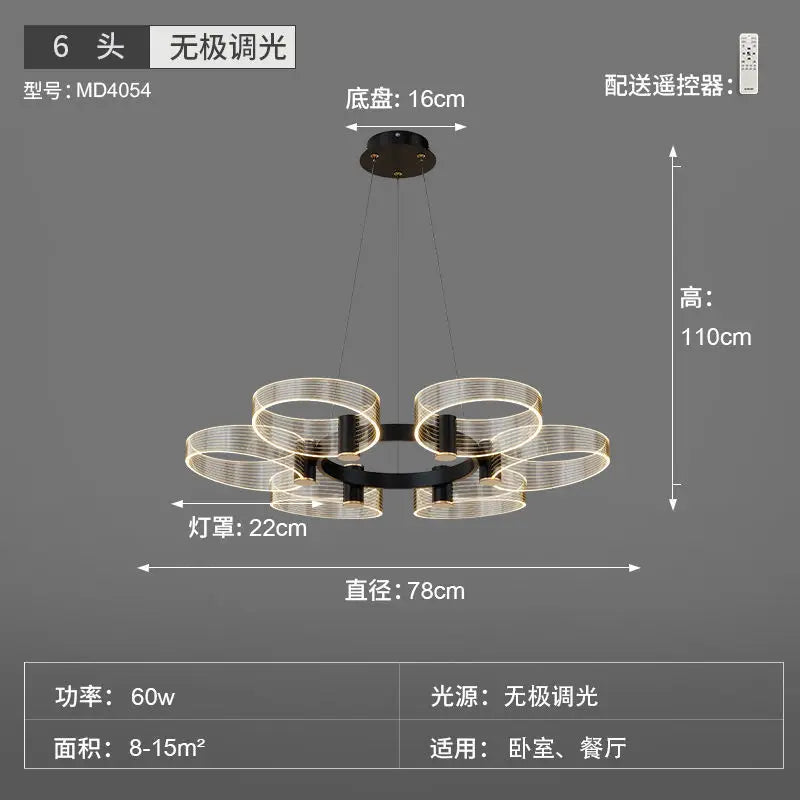 lustre LED nordique minimaliste en acrylique créatif design moderne