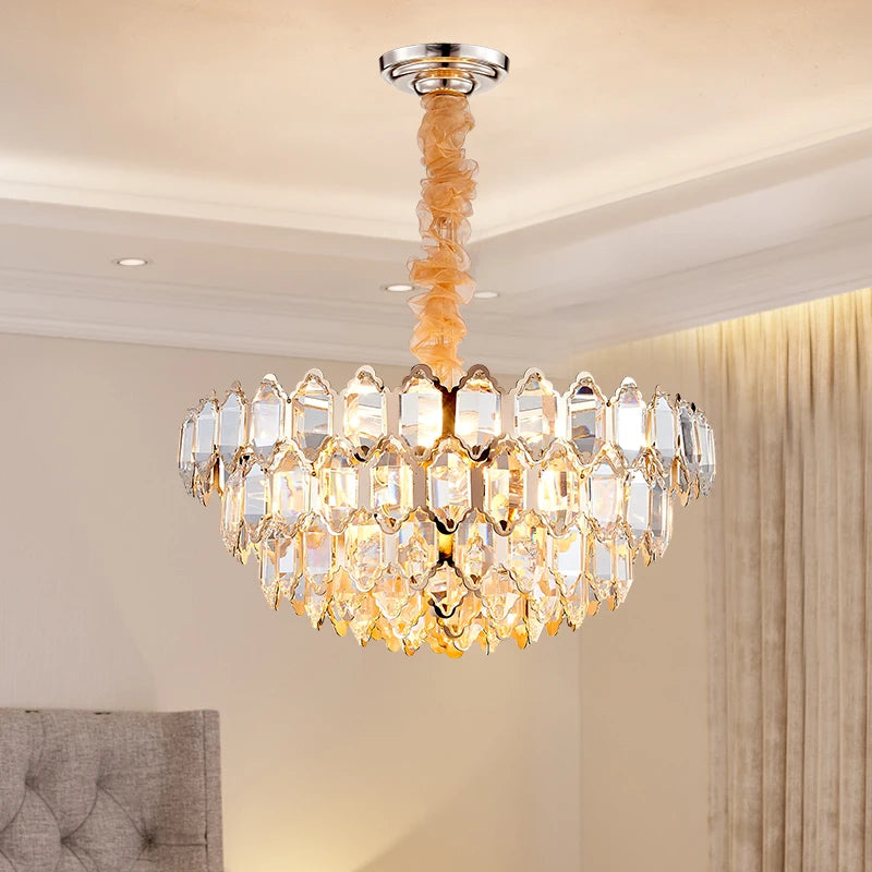 lustre moderne en cristal design avec éclairage led