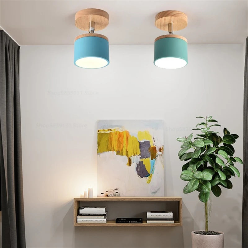 plafonnier led en fer forgé et bois pour décoration maison