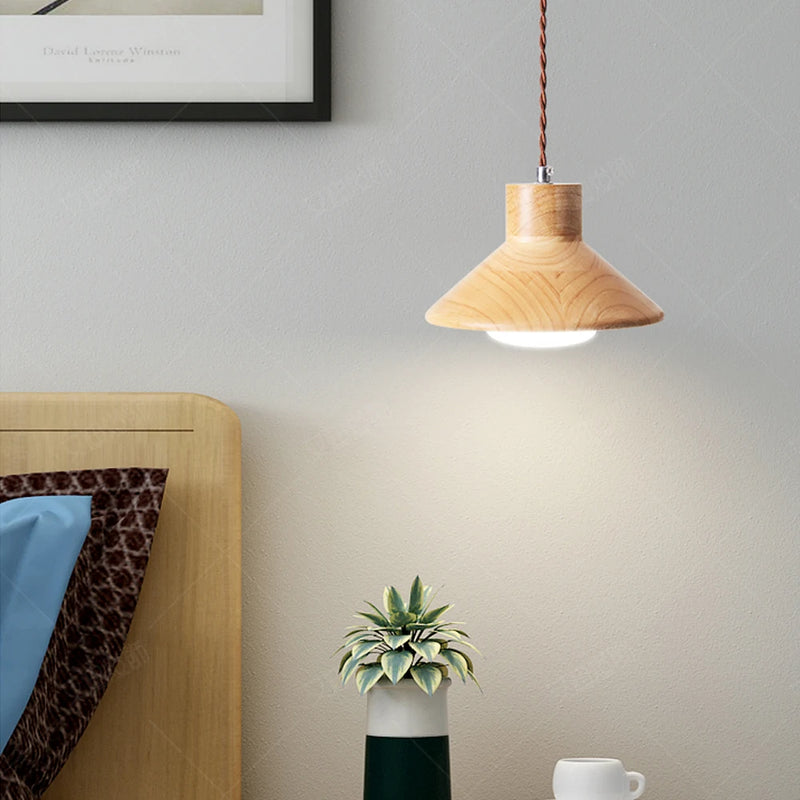suspension luminaire led nordique moderne en bois pour décoration maison