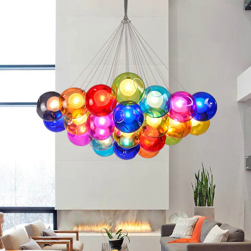 lustre en verre soufflé led créatif pour chambre d'enfants