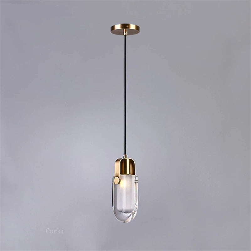 suspension moderne en cristal avec éclairage led décoratif