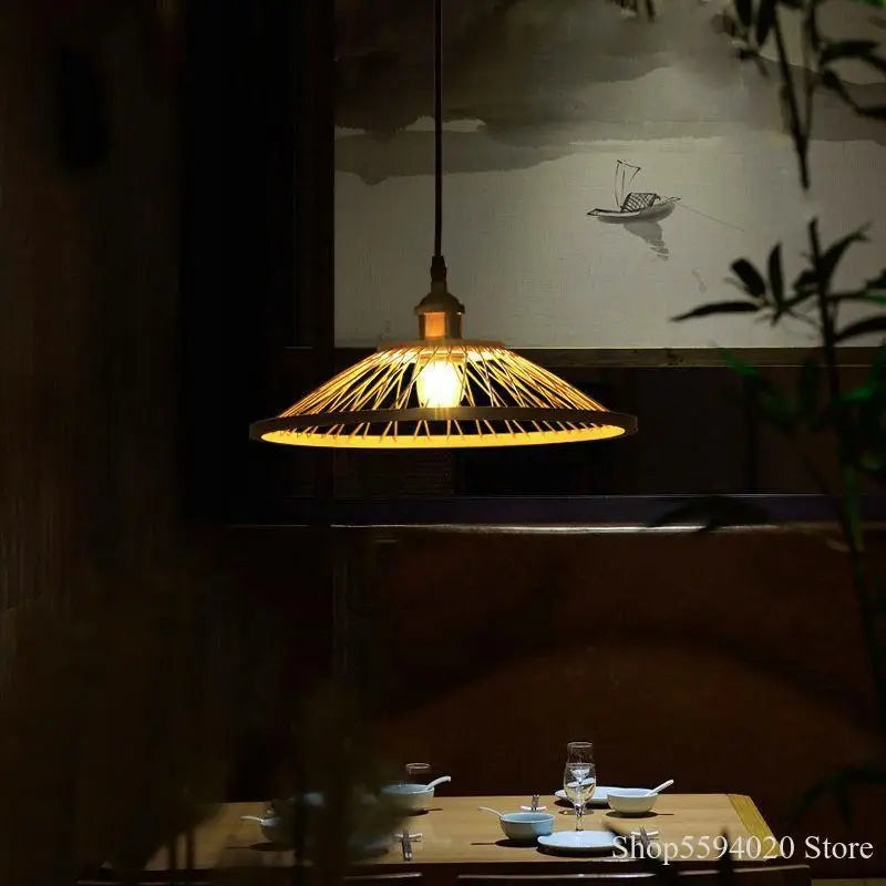 lustre en bambou zen créatif pour restaurant et bar