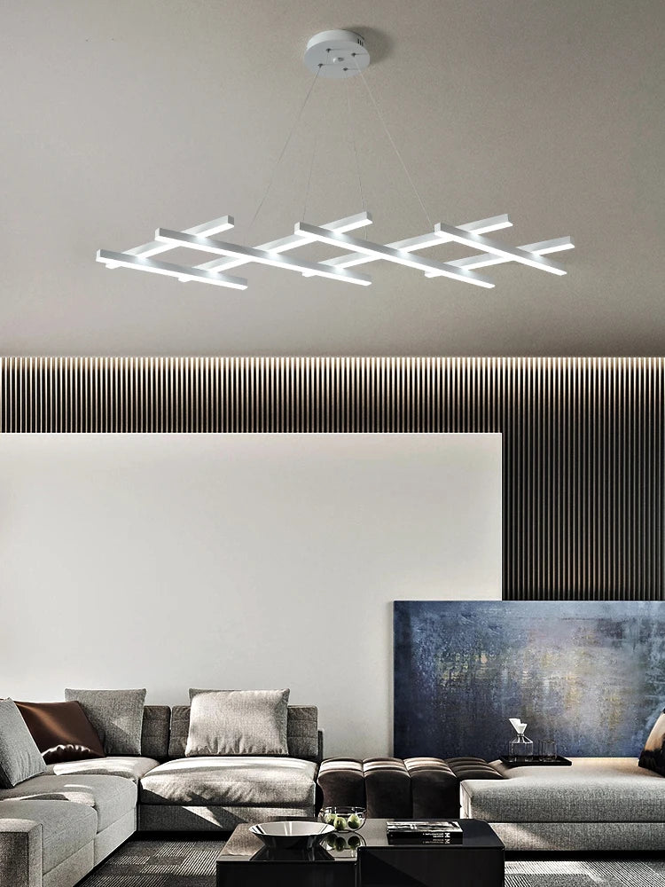 lustre led minimaliste moderne avec bandes lumineuses créatives