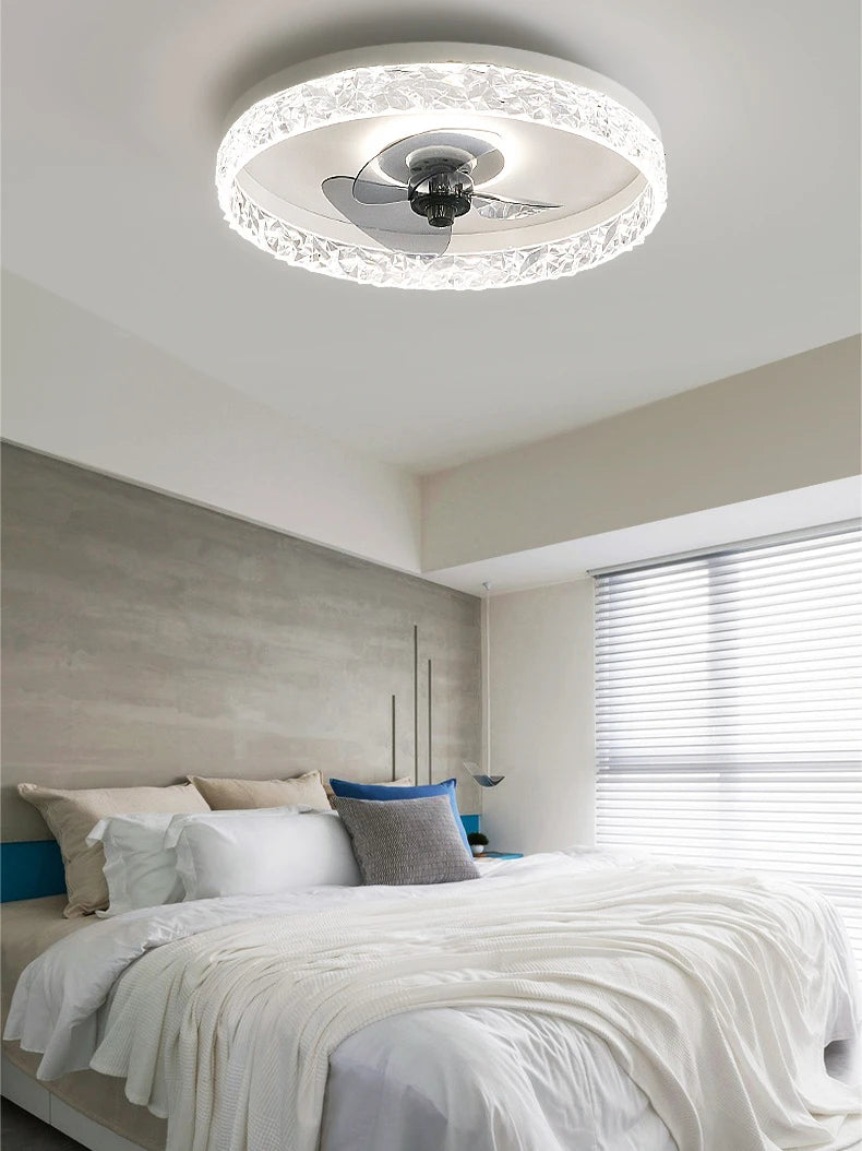 plafonnier moderne avec ventilateur et leds 3 couleurs