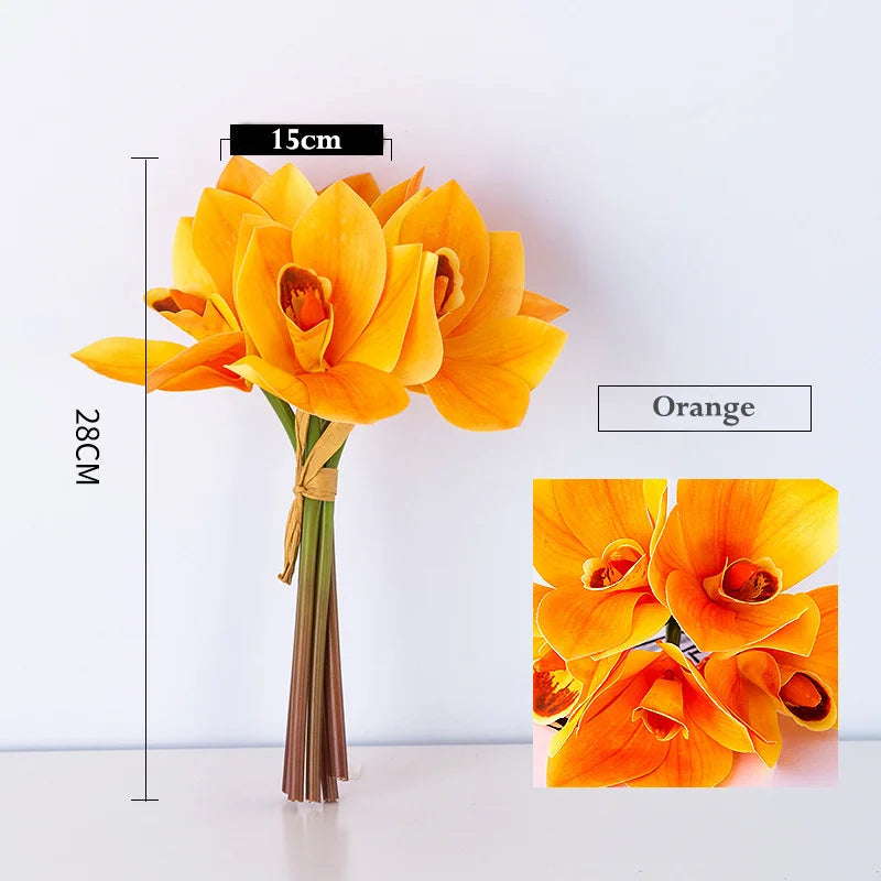 lot de 4 bouquets d'orchidées artificielles pour décoration intérieure festive