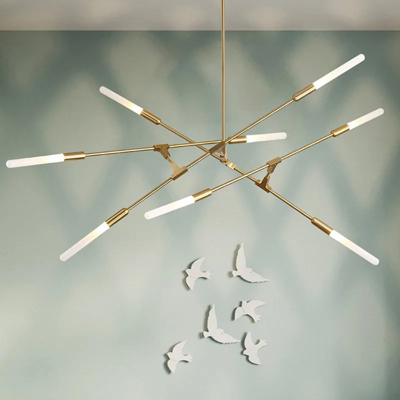 lustre design à plusieurs têtes en fer pour un éclairage moderne