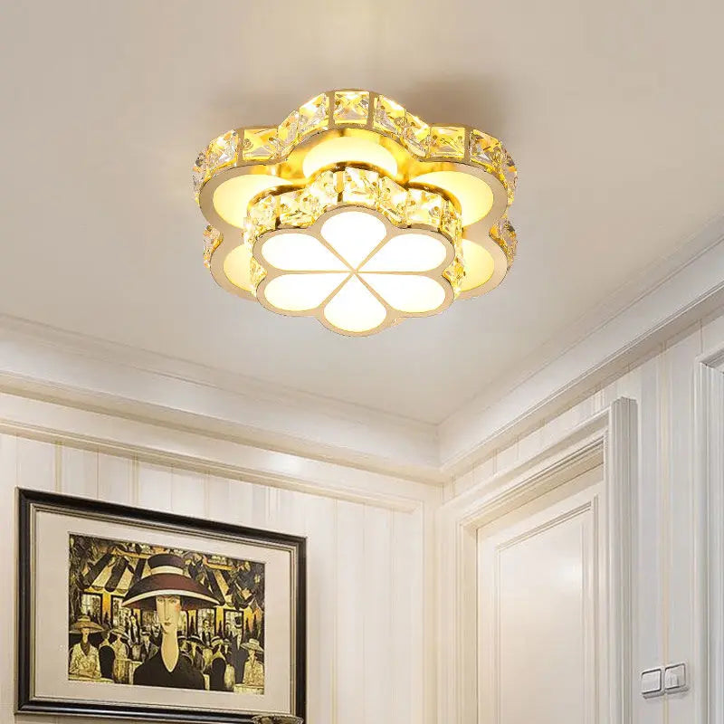 plafonnier led intelligent avec motif de fleur en cristal moderne