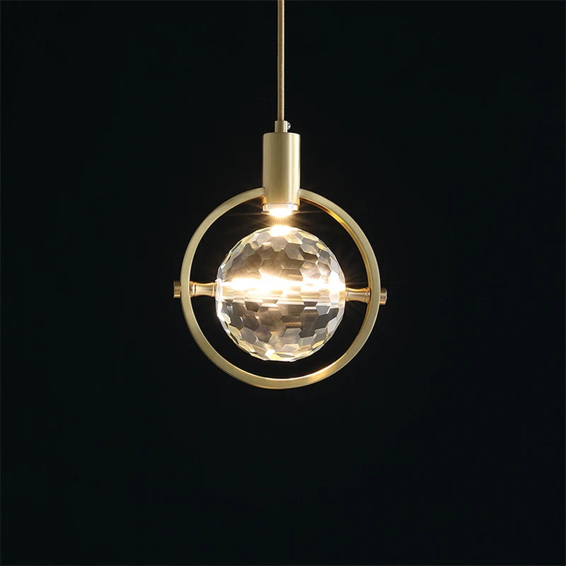 suspension LED en cristal design nordique luxueux