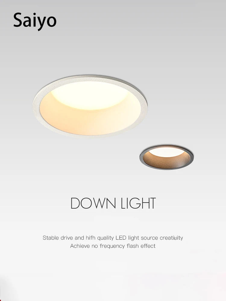 led downlight encastré anti-éblouissement en aluminium pour éclairage intérieur