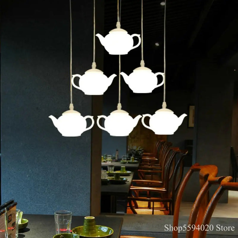 lustre créatif postmoderne en forme de théière décoratif suspendu