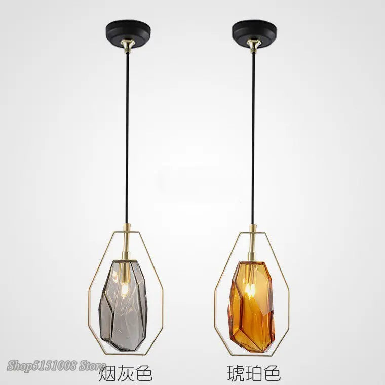 Suspension LED postmodernes en verre irrégulier