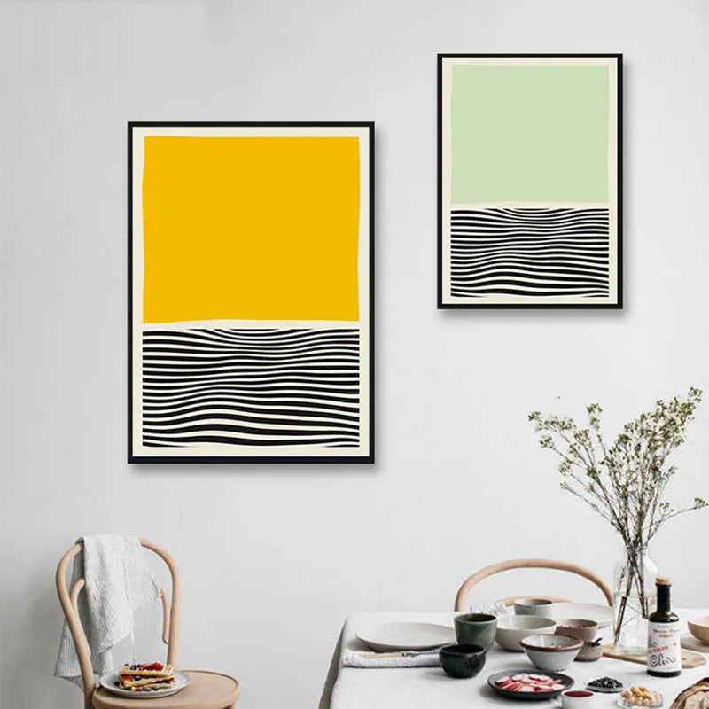 toile d'art abstrait minimaliste avec lignes et points