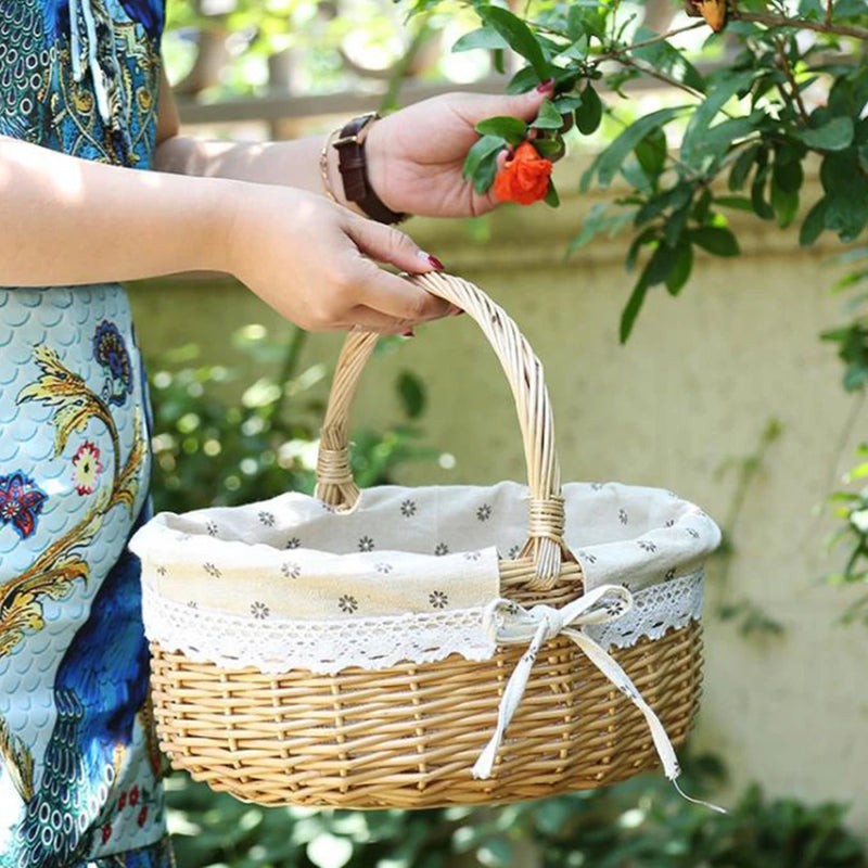 panier de pique-nique en osier grand modèle avec poignée décoratif et pratique