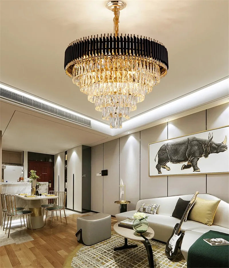 lustre moderne en cristal suspendu pour intérieur élégant