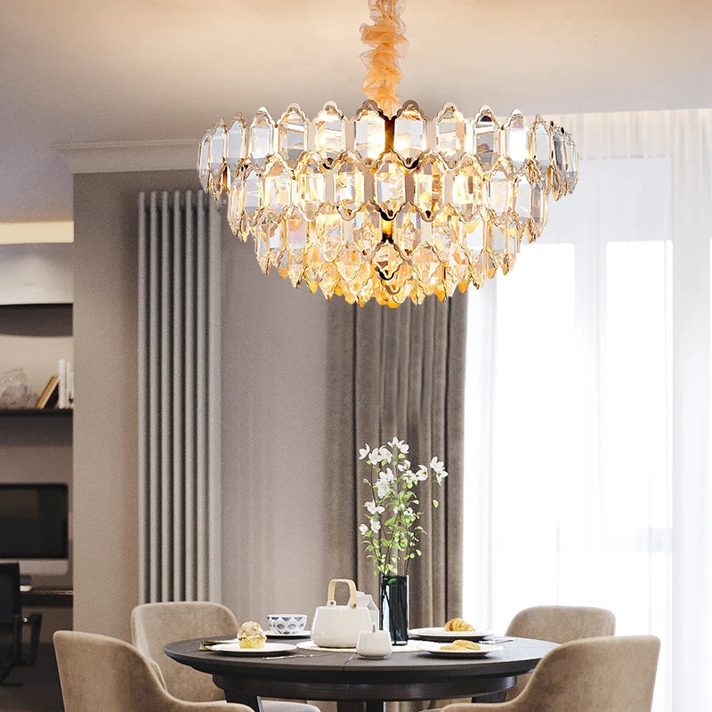 lustre moderne en cristal design avec éclairage led